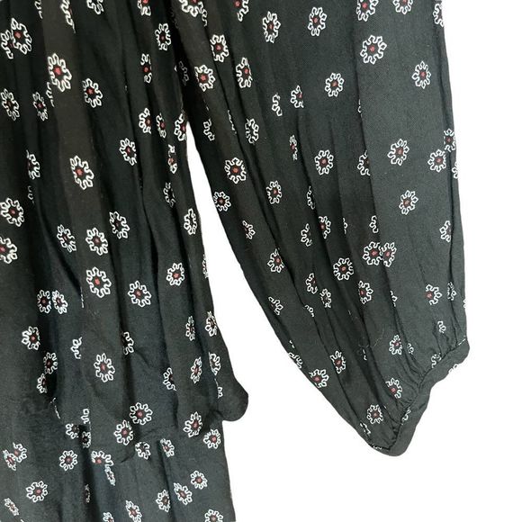 Free People Ny Printed Beck Mini Dress Womens Small Petite Black Floral - Picture 7 of 12